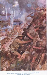 Landing at Gallipoli. Midst Shot and Shell We Made the Narrow Beach